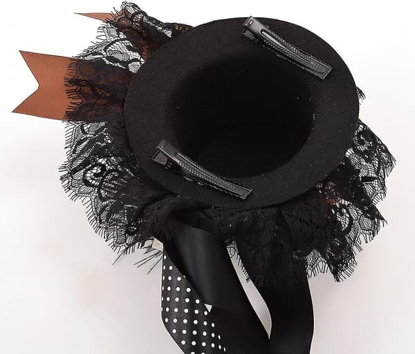 Victorian Steampunk Mini Top Hat Hårklämma för Kvinnor (d) Black 5