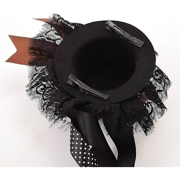 Victorian Steampunk Mini Top Hat Hårklemme til Kvinder (d) Black 5