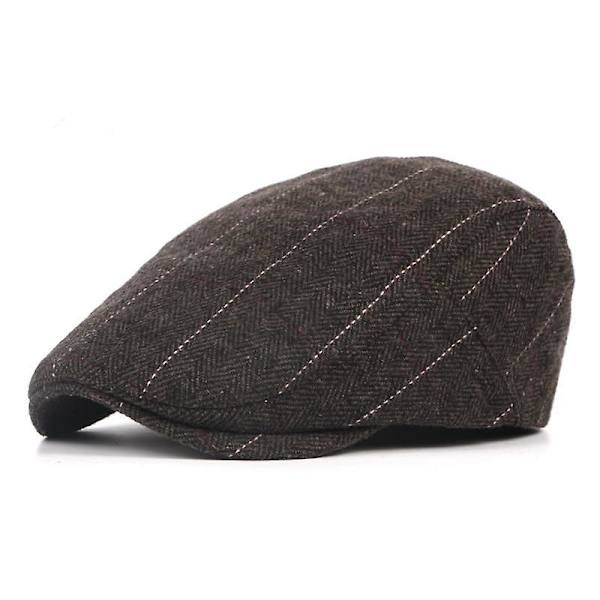Sztxj Herrkeps Klassisk Herringbone Tweed Ullblandad Platt Hatt