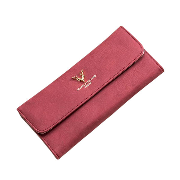 Swdvogan Ny Damepung Koreansk Mode Frosted Clutch Lang Hjorte Lynlås Hasp Red