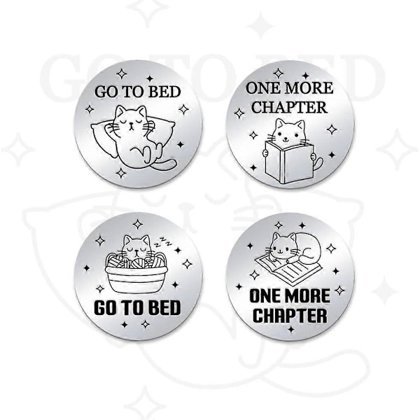 2 st Funny Destiny Flip Coins GO to Bed Beslutningsmynt En Till Kapitel Utmaningsmynt Dubbelsidigt Beslutningsmynt Flip Coin för Spelbokälskare Läsare