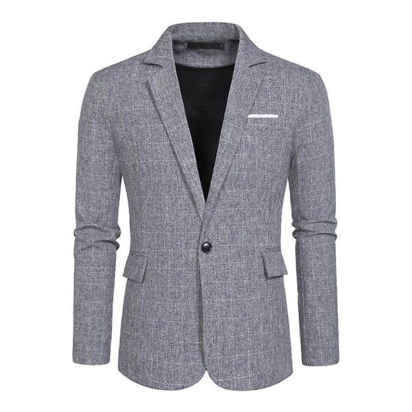 Herr Casual Kostym Blazer Jackor Lätt En Knapp Kostymer L