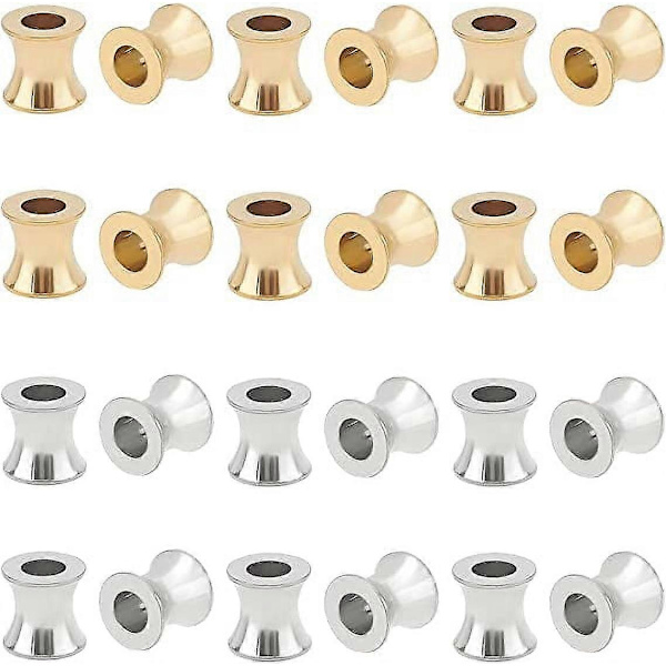 32 stk. 2 farver 8 mm søjle europæiske perler 304 rustfrit stål løse perler 4 mm store hul perler søjle perler til gør-det-selv armbånd halskæder