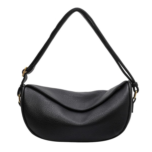 Uusi Niche Design pehmeä olkalaukku PU-laukku muoti Slung Jiaozi -laukku black