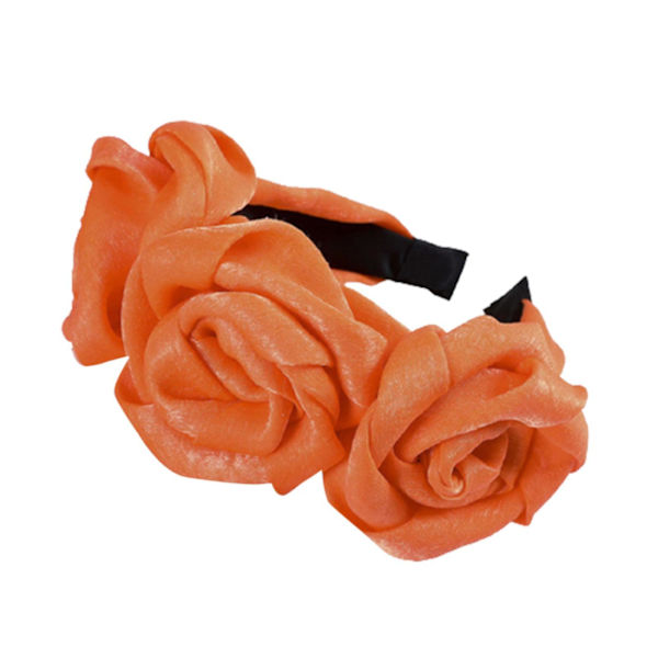 Trippel ros blomma pannband Vsammet tyg retro enfärgad huvudbonad för damer ny M