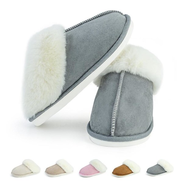 Muhkeat tossut naisille ja miehille, pehmeät ja lämpimät kotitossut Grey 40-41