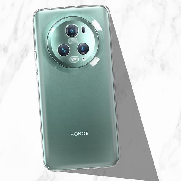 Etui til Honor Magic 5 Pro Silikone Gel og Hærdet Glas 9H Sort Kant