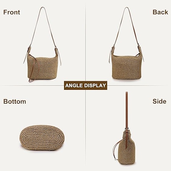 halmväska strandväskor för kvinnor, sommar halm crossbody väska strandväska med dragkedja handgjord vävd axelväska med tofsar halmhandväskor beige
