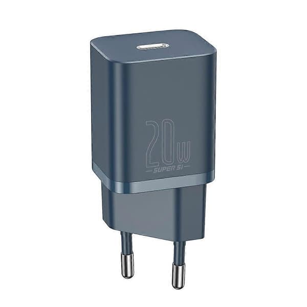 Super Si 1C Rask USB-C 20W PD Lader + Kabel for iPhone Lightning 1m Blå