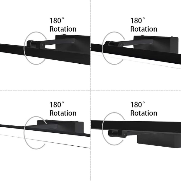 12w Led badrumsspegelljus 50 cm, ip44,180 Vridbar, varmvit 3000k, svart
