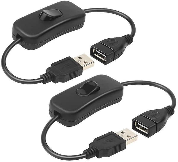 2st USB-switchkabel (0,3 m), USB på/av-switch, USB-kabel med switch, USB-förlängning