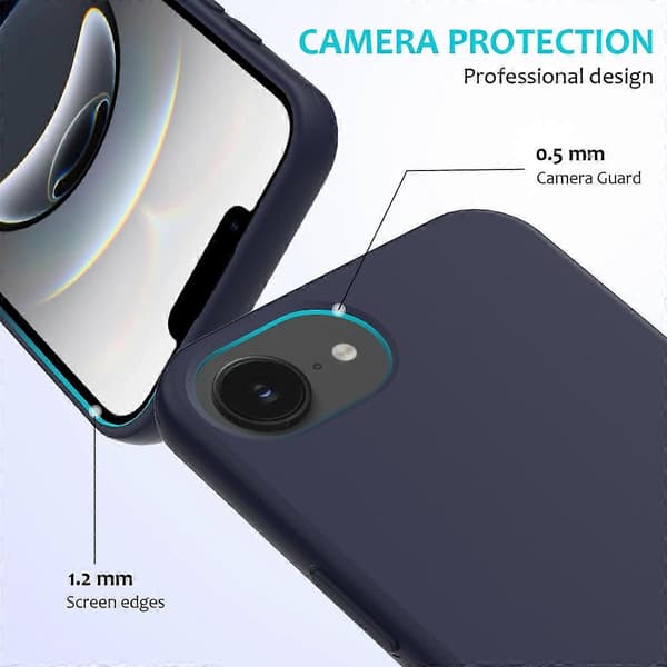 För iPhone 16e Skal Stöttåligt Flytande Silikon Mjukt Foder Baksida Telefonskydd - Röd Midnight Blue