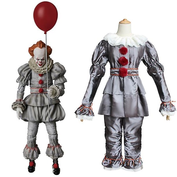 Barn Vuxna Clown Halloween Outfit Cosplay Kostym Pennywise Cos Child 130cm