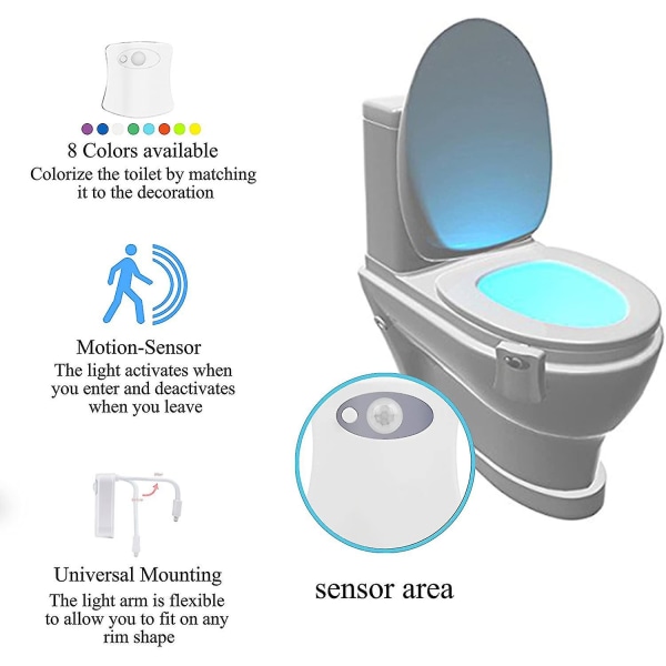 Toalett Nattlampa 3pack Aktiverat LED-ljus 8 Färger Byte av Toalettskål Nattlampa För Badrum Batteri Inkluderar Ej Perfekt Inredning Combinatio