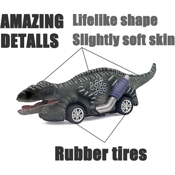 Dinosaurie Leksaksbil, Pojk Leksaker Ålder 3 Till 12 Leksak Dinosaurie 5.3 Tum Leksaker För 3,4,5,6,7,8,9,10,11,12 Åriga Pojkar Full-form Dino Bil Leksak, 6 Pack