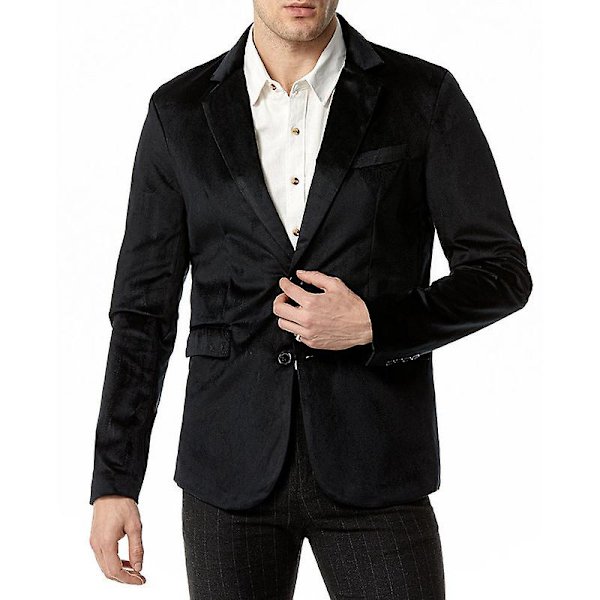 Herr Slim Fit Lättviktsjacka, Två Knappar Business Kostym Blazer Black M