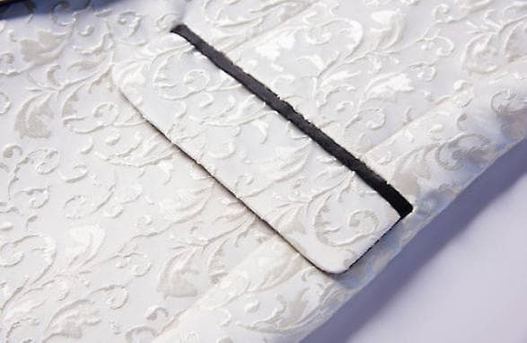 Herr Floral Lapel Blazer Kostym Tryck Middag Smoking Kavaj white s