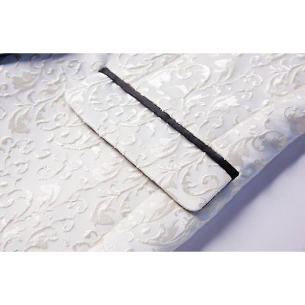 Herre Blomstret Revers Blazer Jakkesæt Print Dinner Smokingjakke white s