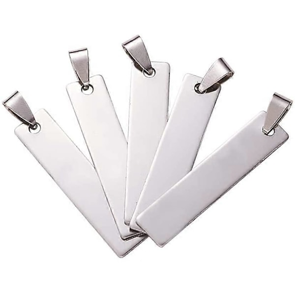 20 STK 3,8 x 0,8 cm Rektangulære Stemplings Emner Rustfrit Stål Vedhæng Charms med Opbevaringsæske til Halskæde Armbånd Fremstilling og ID Navneskilte (1 mm tyk)