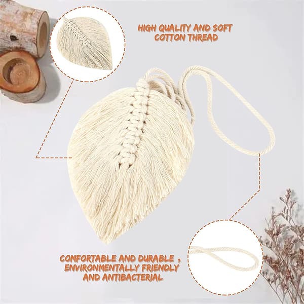 3 Stykker Gardin Tieback Boho Gardinholder Blade Bomuld Macrame Gardinholder Beige