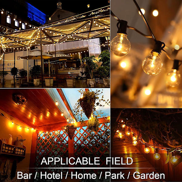 G40 Festoon Fairy Lights 1,5 m G40 15 LED-lampor, Trädgårdslampa för festdekoration Utomhus IP45 Vattentät