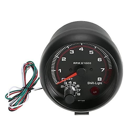 3.75\" Universal Sort Bil Tachometer Måler Hvid Inter Skiftelys 0-8000 Omdr.