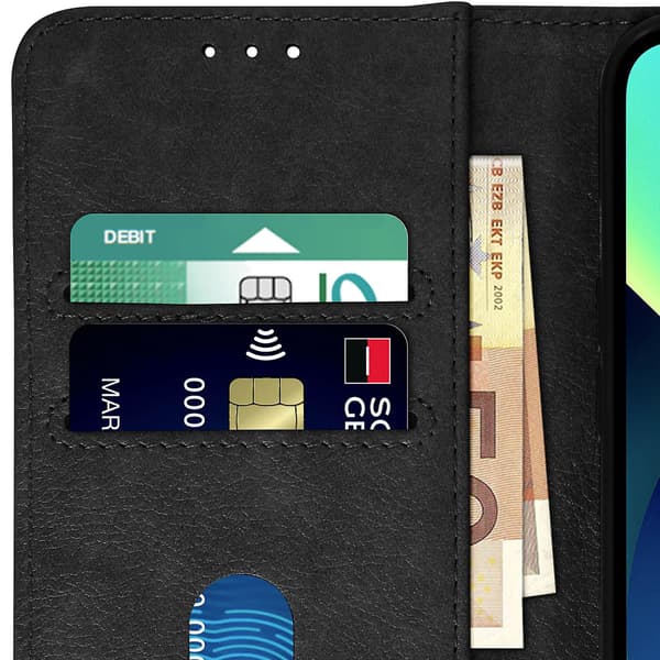 Etui til Apple iPhone 13 Clamshell Wallet Funktion og Videostativ - sort