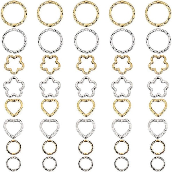 1 Ask 96 st Hollow Flower Bead Frame Charm Guld Legering Runda Pärlor Ram Sliver Bulk Tibetansk Metall Hjärta Distans Pärlor Ramar för Smyckestillverkning Suppli