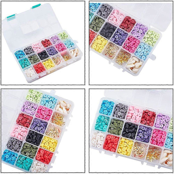 2850~3000 stk. Miljøvenlige Håndlavede Polymer Ler Perler Flade Runde Heishi Perler Blandet Farve 6x1mm Hul: 2mm