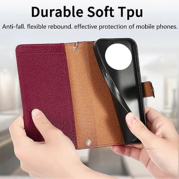 Flipfodral för OPPO Reno 12F Läderfodral Stötsäkert Blixtlås Plånbok Kärlek Red
