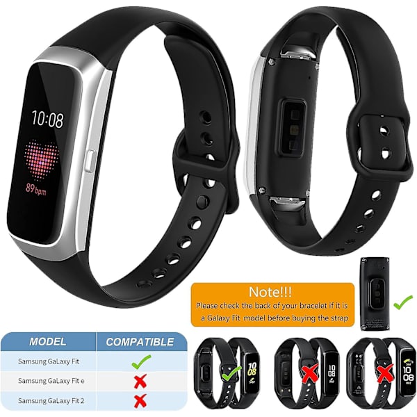 2 stk. remme kompatible med Samsung Galaxy Fit Sm-r370, colorb vandtæt, blød og åndbar silikone udskiftningsrem passer til Samsung Galaxy Fit