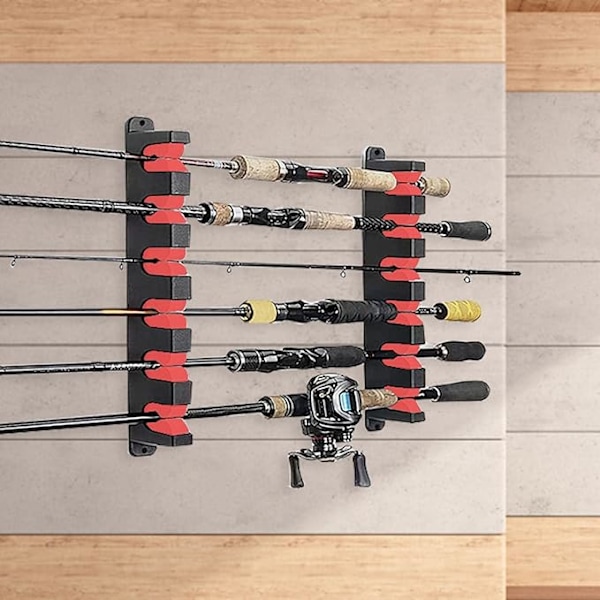 Vertikal fiskespöhållare, vertikal 6-spöhållare, EVA-skum, stångställ för vardagsrum, båt, garage, lättmonterat ställ,