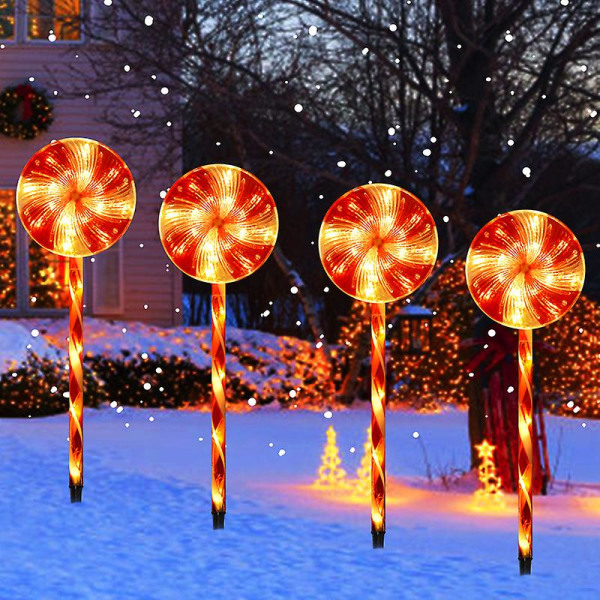 4 Pak Lollipop Pebermynte Julehavelamper til Julehaveudsmykning