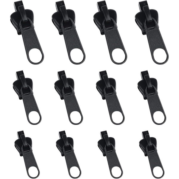 12 stk. Zip Puller, Zip Slider Reparasjonssett Øyeblikkelig Kit Avtakbar Glidelåshode Slider Erstatning Øyeblikkelig Glidelåserstatning Slider Puller for Jakke Kåpe Su
