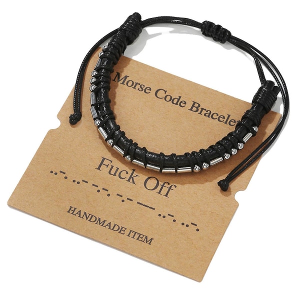 Morse Code Alfanumerisk Par Armband Justerbara Armband Morse Code String ZJ8401-Fuck Off