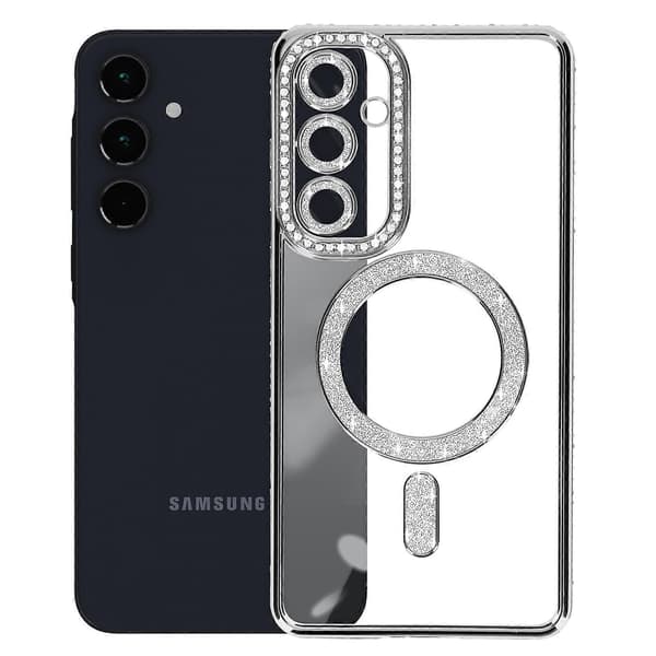 Diamant Etui til Galaxy A35 MagSafe Med Strass Kant, Sort