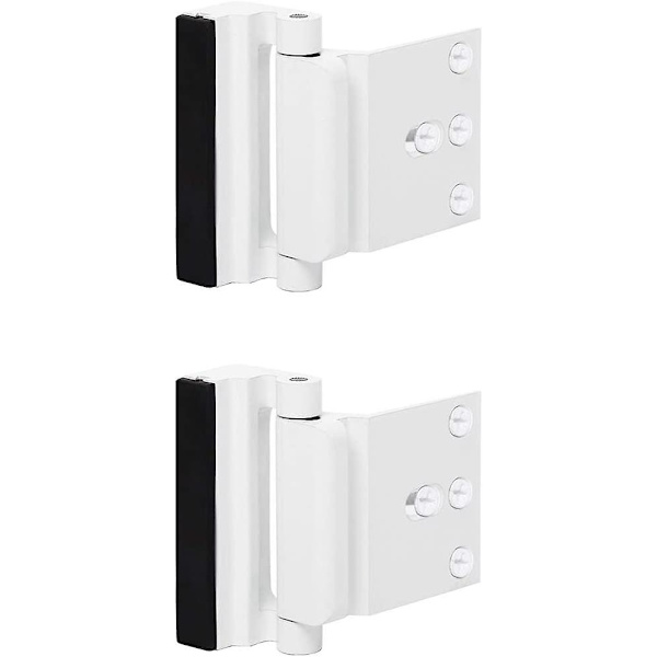Toyful 2-pack dörrförstärkningslås med 8 skruvar  Hem Säkerhetsdörrlås för småbarn  Barnsäker dörrlås Nattlås Tål 800 kg Vit White