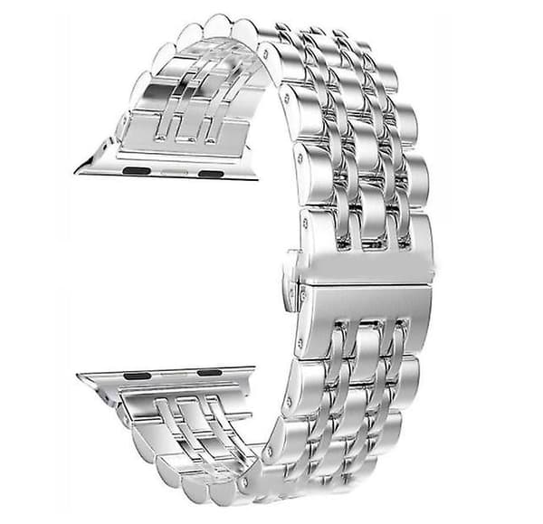 Apple Watch Rem, solid rustfritt stålrem for alle iWatch-serier Silver 42 44 45mm