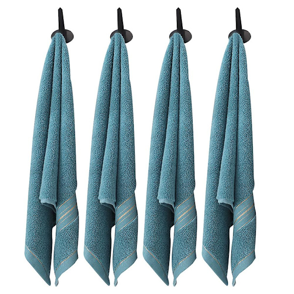 Hurtigtørkende lo-bomulls badehåndkle, 34*73cm, Sett med 4 (blå) Blue