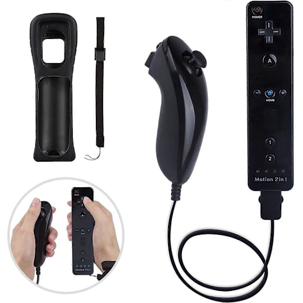 2025 Nyeste Motion Plus Wii Controller 2-pak med Nunchuck, Wii Remote