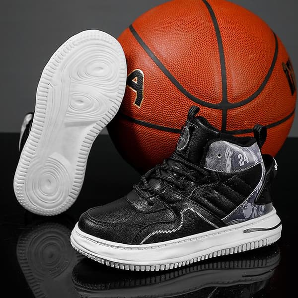 Barnesko Høyhælte Sneakers Løpesko Flate Sko For Gutter Fr887 BlackWhite EU 34