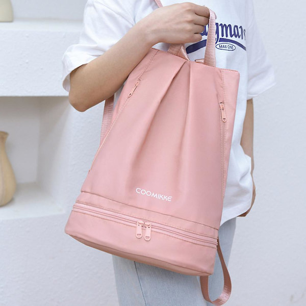 Kuntosalilaukut, Urheilukuntosalilaukku Vedenpitävä Kiristysnyörilaukku Reppu Kenkälokerolla Pink