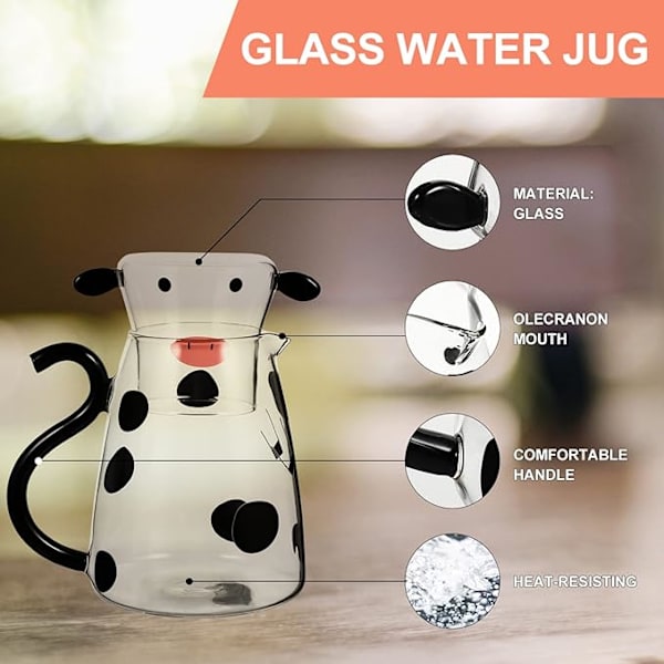 Frugt Krus Te Krus 1 Stk. Glas Ko-formede Glasvandflasker Genanvendelig Mælkeboble Te Juice Iskaffe (550 ml)