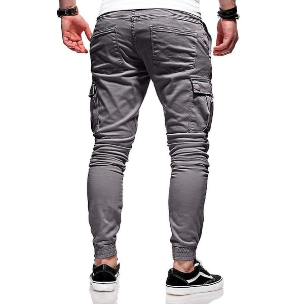 Miesten Laskos Taskuilla Varustetut Joustinvyötäröiset Cargo-housut Dark Grey M