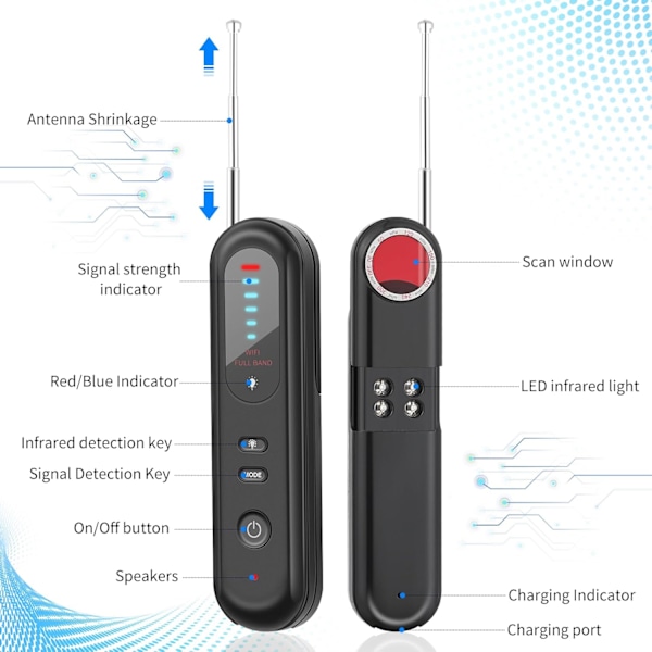 Comius Sharp WansDetector RF Trådlös, Wansfinder Anti Spion, Anti-Inspelningsdetektorer, Dold Kameradetektor för GSM Tracker GPS-lokalisator