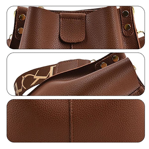 Fashion Läder Väska Ny Joker Axelväska Mode Retro Hög Sense Slung Hink Väska brown