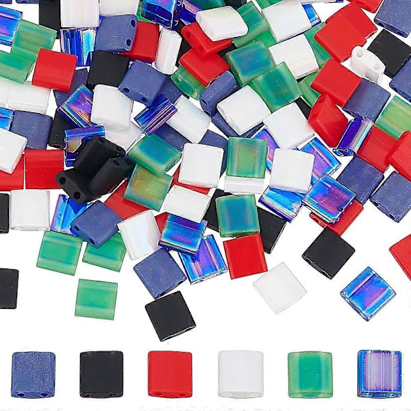 180 stk. 6 Stilarter MIYUKI TILA Perler Japanske Frøperler 2-Huls Matte Uigennemsigtige Farver Transparent AB Matte
