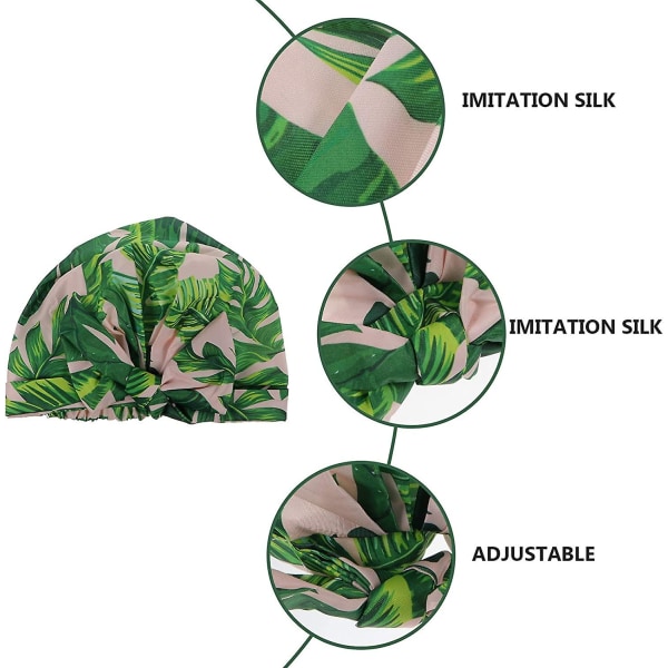 Vattentät duschmössa silke rosett tropiska blad badmössor återanvändbar dusch
