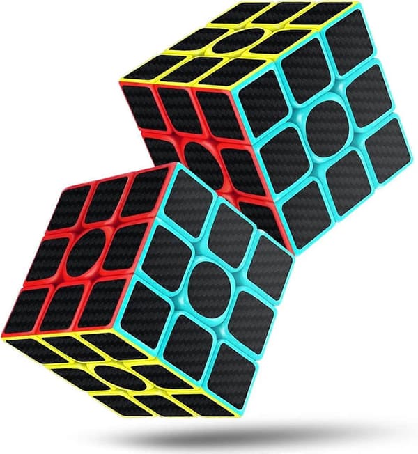 Speed Cube 3x3x3 Magic Carbon Fiber Sticker Smooth Cube, paranneltu versio musta - 2 kpl
