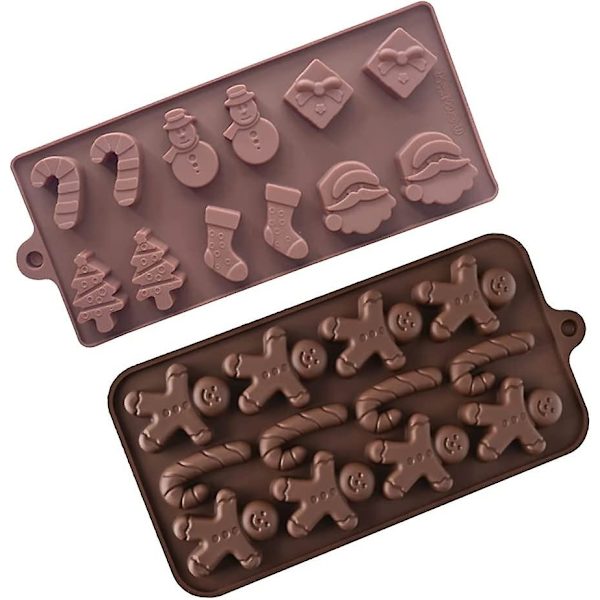 2 kpl Joulu Suklaa Karkkimuotit Silikoni Gummy Muotit Joulupukki Piparkakkumies